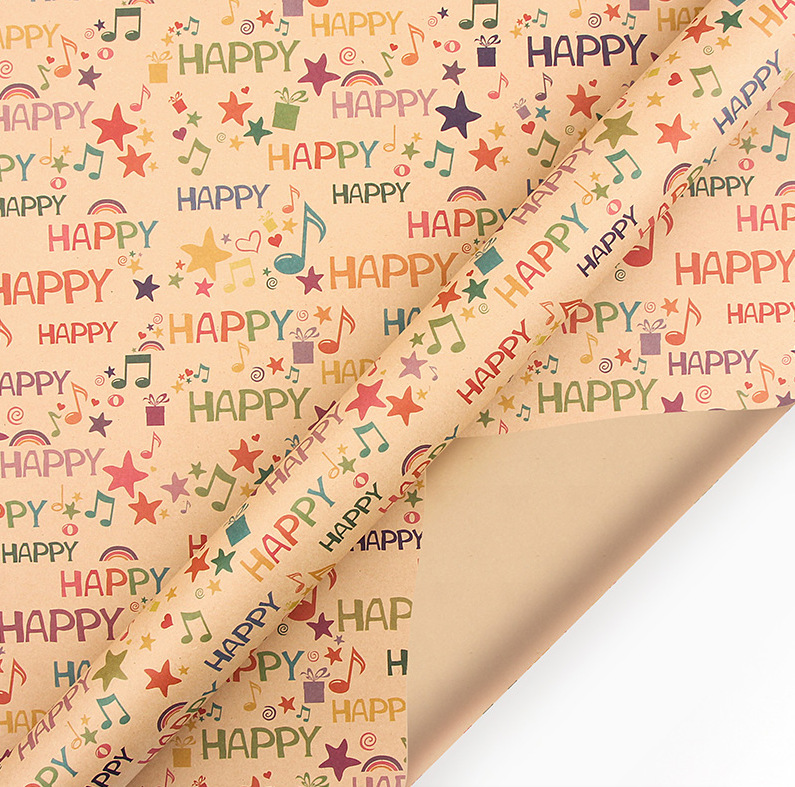 Suministro exclusivo transfronterizo: Papel de regalo para cumpleaños y Navidad, papel kraft, cajas de regalo de papel para cumpleaños, embalaje festivo.