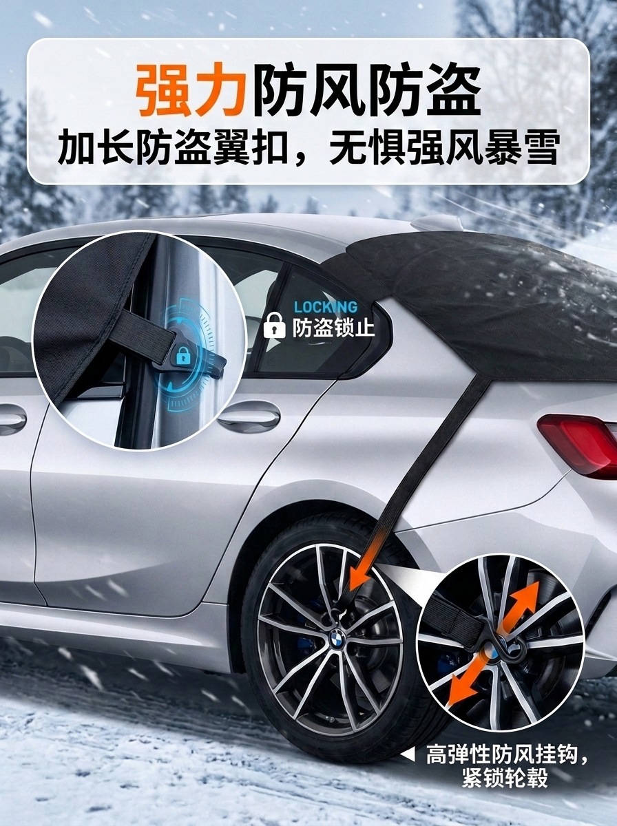 Cross-border snow cover 600D Oxford cloth car rear snow cover magnetic rear windshield cover car cover snow protection cover