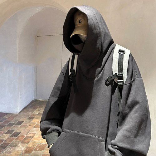 Society terror Dark Warrior charging hoodie men's autumn and winter heavy functional coat oversize American high-necked hoodie