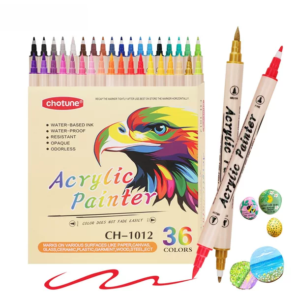 Direct Liquid Dual-Tip Acrylic Marker Pen, Waterproof Soft-Tip DIY Hand-Painted Ceramic Student Graffiti Art Painting Special Pen