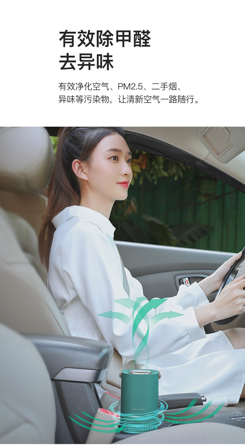 Desktop Car Air Purifier Car Household Negative Ion Sterilization Eliminates Formaldehyde Odor and Removes Smoke Odor Negative Ion