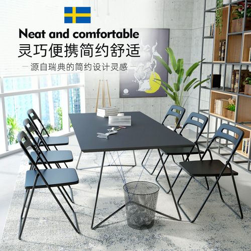 Folding chair Nordic simple home leisure backrest chair restaurant waiting chair stool exhibition rental plastic training chair