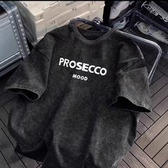 ゆったりとしたヨーロッパとアメリカンスタイルのレタープリント半袖Tシャツ、女性用夏の新しいスタイルのウォッシュ加工の古いデザインのボトムストップスイン