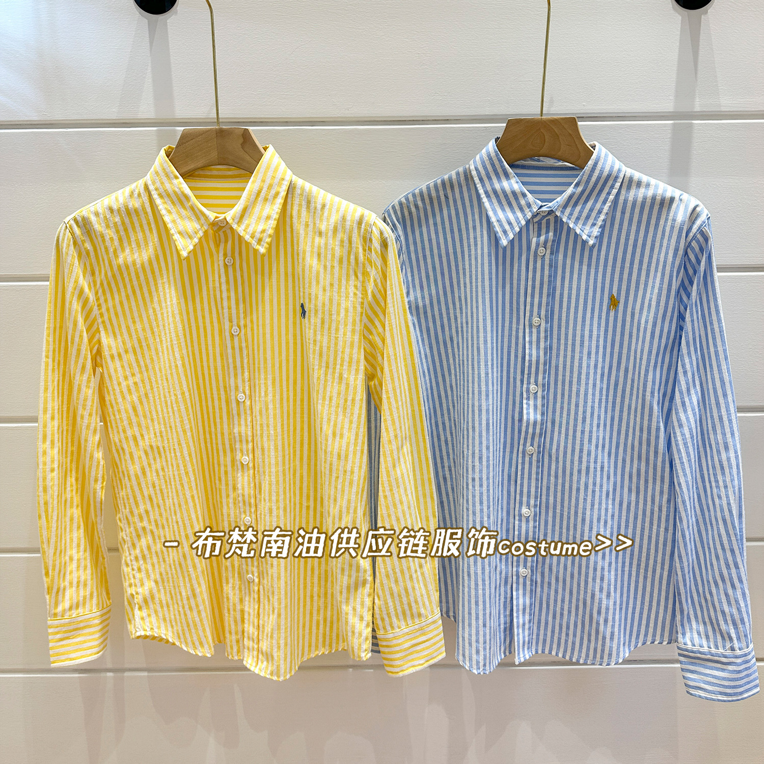 High Version Rl Laff Pony Logo Embroidered Stripesd Linen Shirt for Women 25 Spring and Summer New Casual Versatile Shirt