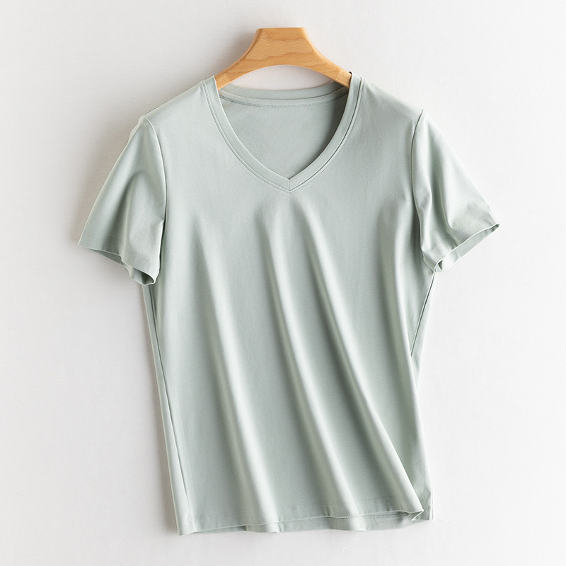 Yuyue 2025 桑蚕シルクシルクコットン 冷感ノーアイロン13色Tシャツ 夏涼しいシルクのような滑らかな桑蚕シルクトップス レディース|undefined