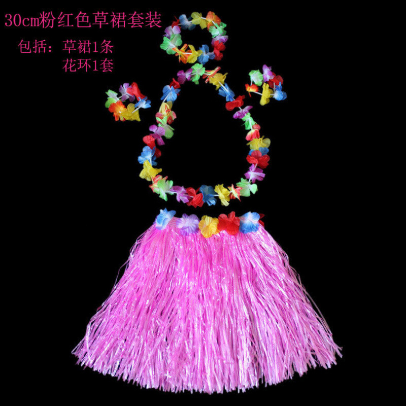Halloween 30cm de longitud hula disfraz espectáculo de guirlandas hawaiano juego de falda de paja para niños