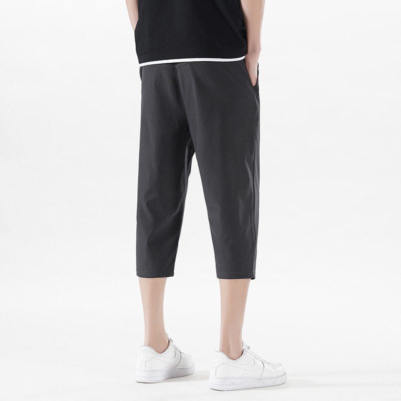 Plus-size, four-way stretch, summer men's 3/4 length pants, ice silk, quick-drying, athletic 5/8 length shorts, men's shorts, mid-length pants