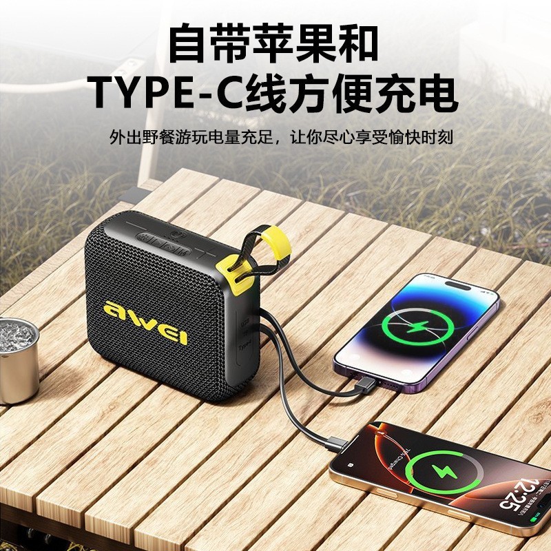 新しい Bluetooth 小型スピーカー、携帯電話用の内蔵ケーブル付き、2 イン 1 ミニ スピーカー、ポータブル スピーカー|undefined