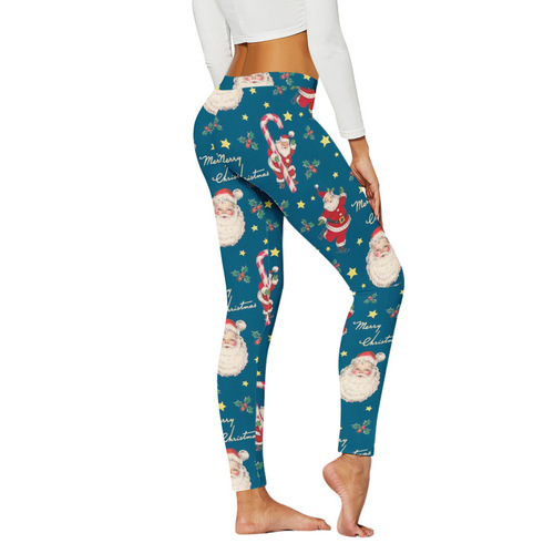 Women's Cross-Border Yoga Christmas 2024 Digital Pants Western Pants Christmas Elastic Bottoms New Women's Autumn Pants