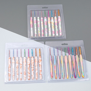 Color water printing handle soft handle crochet hand diy knitting tool bubble shell tpr soft handle crochet suit