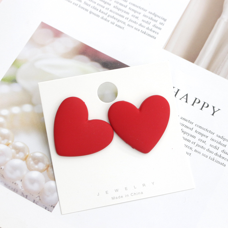 1 Pair Fashion Heart Shape Plastic Resin Valentineu0027S Day Womenu0027S Ear Studs