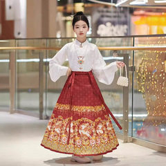 Children's Hanfu Chinese Style Ming Dynasty Mamian Skirt, Children's Tangzhuang Retro Fairy Dress, Spring and Autumn New Girl Ancient Costume