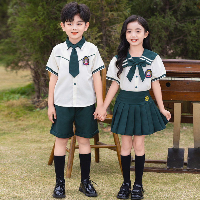 夏季兒童校服套裝幼兒園園服夏裝海軍風小學生班服夏季短袖英倫風