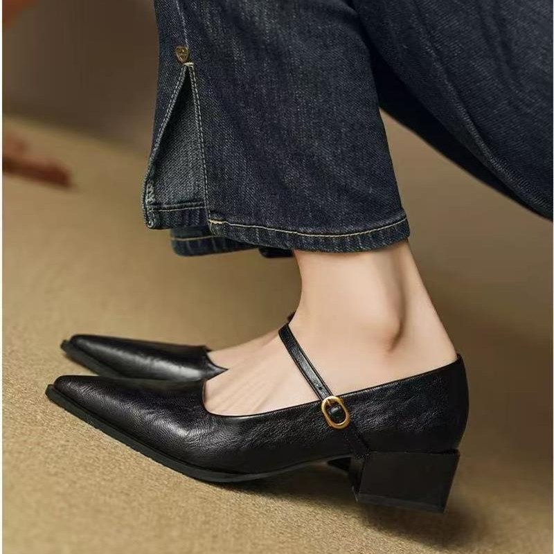 Temperamento francés Marie-Zhen zapatos para mujeres 2026 primavera y verano nuevo tipo de hebilla universal retro viaje agudo zapatos para mujeres