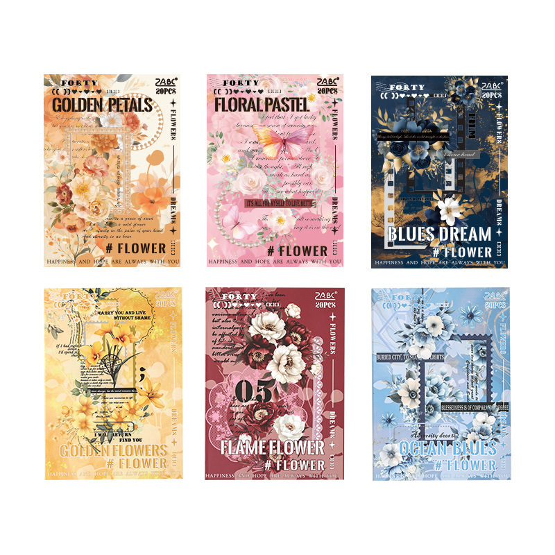 Flores tejidas sueños transparentes pegatinas impermeables para mascotas Bendiy pegatinas de diario de contabilidad pegatinas de material inglés retro transfronterizo