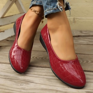 Cross-Border Large Size Mary Jane Shoes Spring and Autumn New Style Shallow Mouth Round Toe Slip-On Mom Shoes Wedge Fashion Shoes in Stock