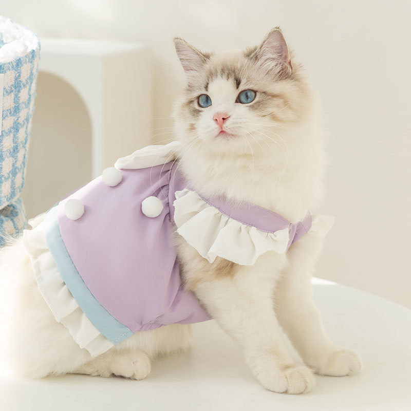 Gato primavera y verano lindo princesa estilo pastel vestido perro gran arco falda mascota de dos patas ropa para perros