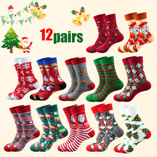 Cross-Border Foreign Trade New In-Stock Plus-Size Autumn and Winter Mid-Tube Christmas Socks Gift Cute Cartoon Socks Zhuji Socks