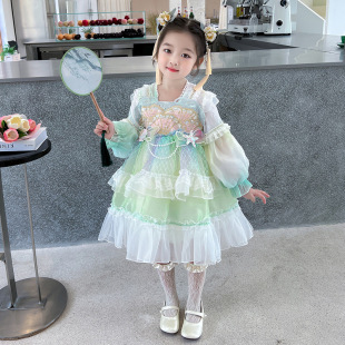 女童春季連衣裙2025新款兒童甜美洋氣公主裙美人魚洛麗塔生日禮服