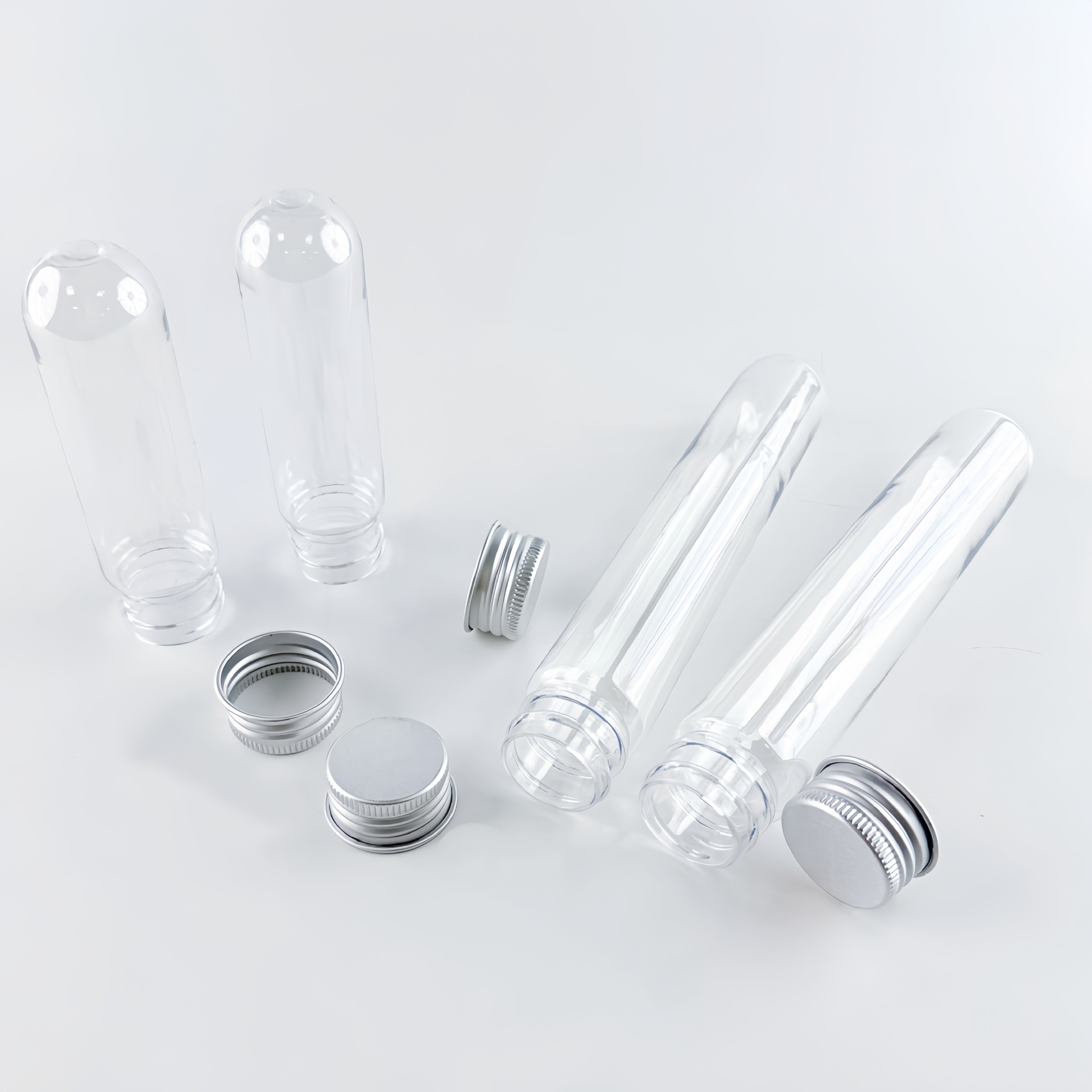 Fábrica de stock 28 boca 50ml 100ml botella de tubo de ensayo de fondo redondo de plástico máscara PP cubierta línea de datos tubo de aguja cilíndrica