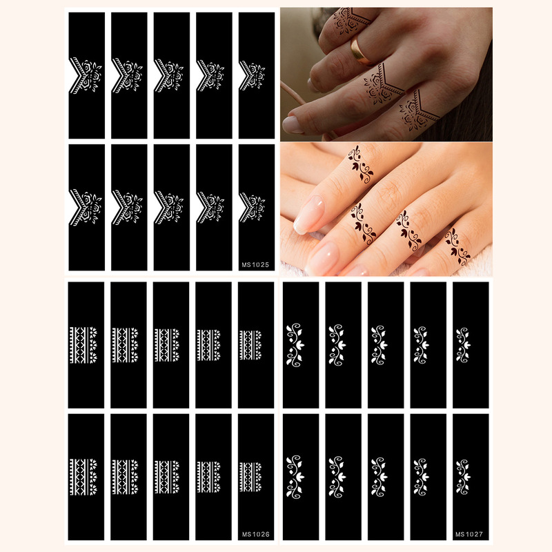 Tattoo hollow template finger pattern tattoo stickers waterproof henna DIY Middle East template tattoo stickers wholesale Tattoo hollow template finger pattern tattoo stickers waterproof henna DIY Middle East template tattoo stickers wholesale