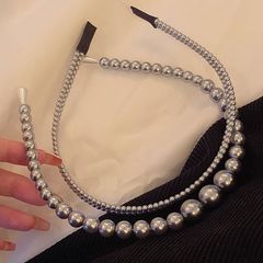 疊戴灰色珍珠發箍女款法式2024新款洗臉頭箍壓發卡頭飾