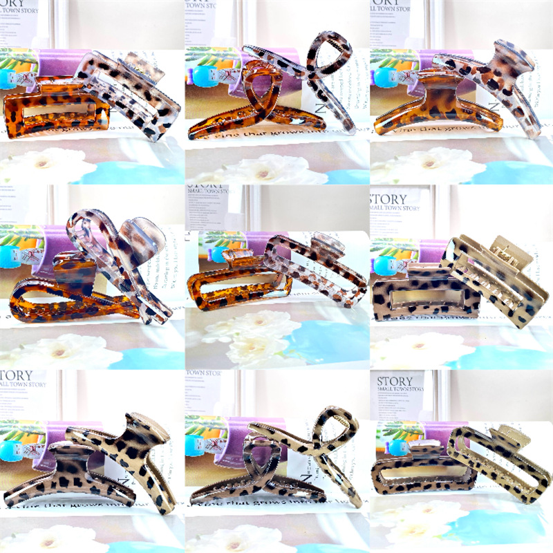 Gran francés retro leopardo Cruz clip de pelo de las nuevas mujeres elegante temperamento espalda Cabeza horquilla accesorios para el cabello