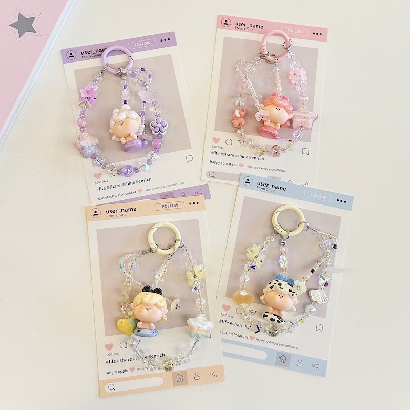 Genuine Lilith lindo grano pintura al óleo estrella nueva aleación cristal resina linda cadena de teléfono móvil bolso colgante de teléfono móvil