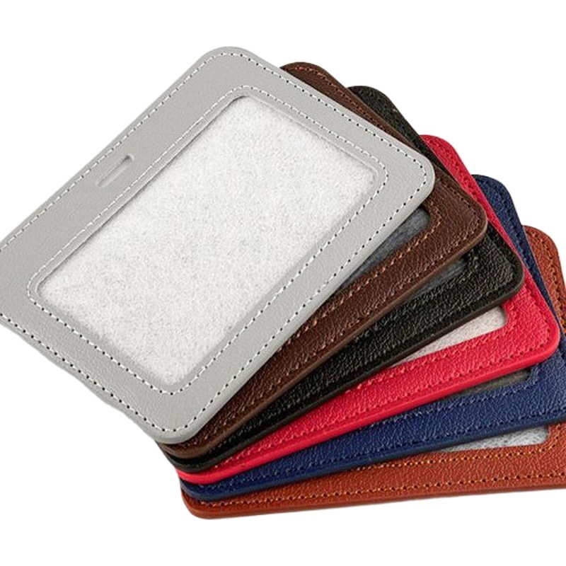 Jinbeisi Pu Work Id Card Holder, Document Leather Case, Work Badge Holder, Employee Factory Badge Holder, Bus Card Holder, Student Id Card Holder
