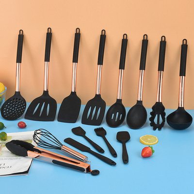 硅胶厨具15件套 管柄硅胶厨具套装 硅胶铲硅胶汤勺 厨房用具|ms