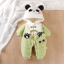 婴儿加绒加厚连体衣男宝宝冬装爬服满月棉哈衣新生冬装衣服外出服
