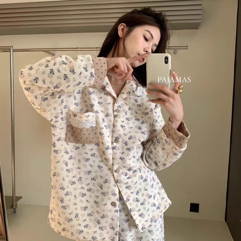 Metwo Is Simple and Relaxed! Pastoral Home Wear New Loose and Comfortable Wearable Pajamas Set