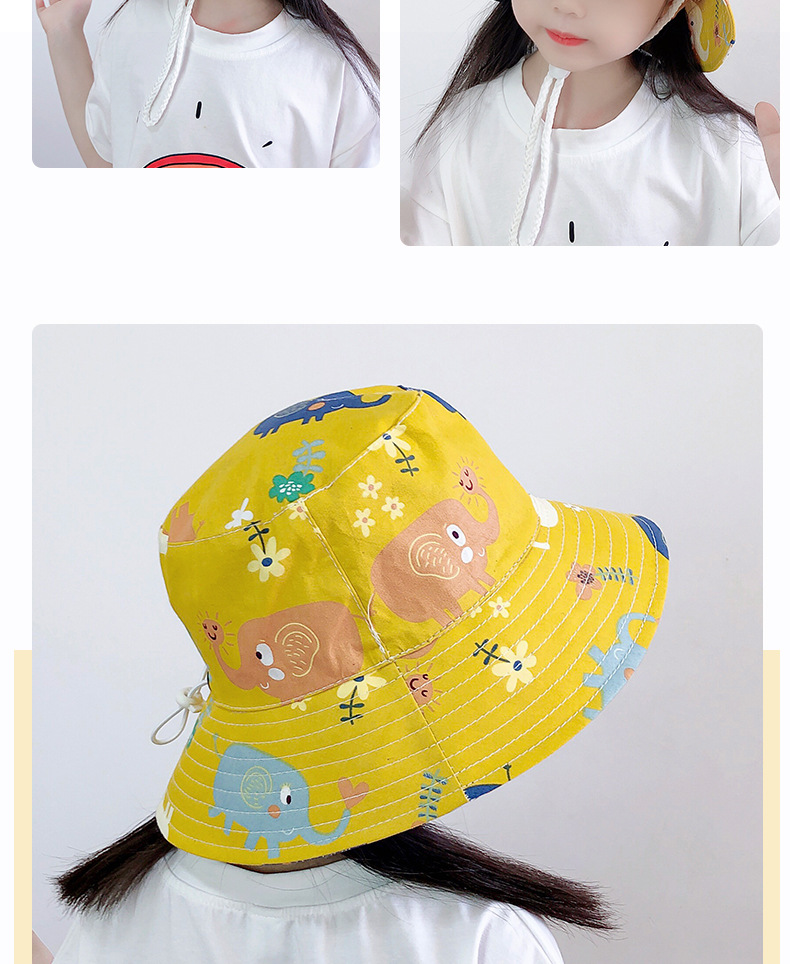 1014 Cotton Thin Baby Hat Spring And Summer Hat Animal Pattern Hat Children Sunscreen Fisherman Hat Men And Women Basin Hat New display picture 3
