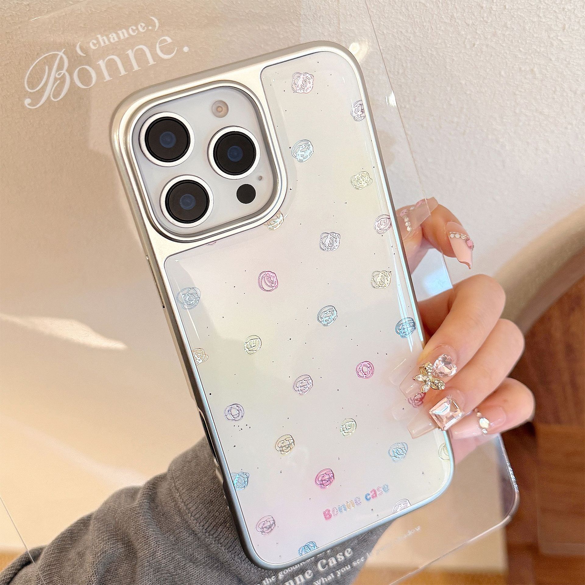 Serie de grupos de líneas de color manchado dorado con gotas de pegamento para iP16promax funda para teléfono móvil Apple 15pro anti-caída 14/13