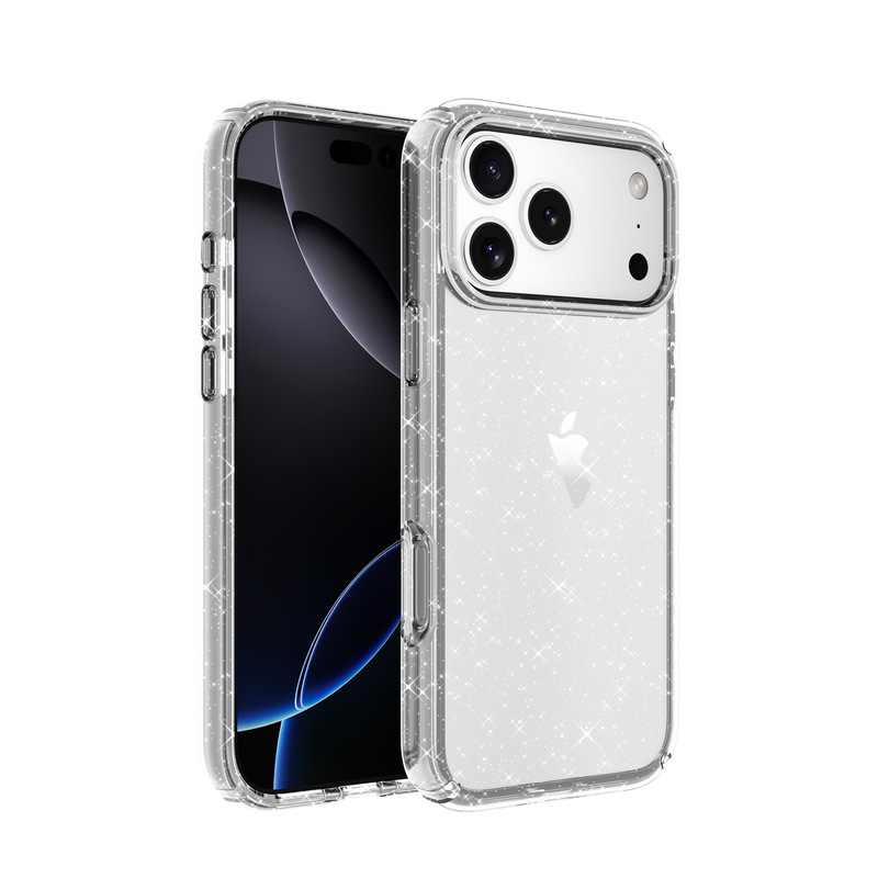 Defender Apple Iphone18Promax Four-Corner Anti-Fall Ip18Pro Transparent Glitter Phone Case