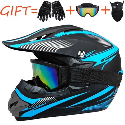 Motosiklet kaskı (dəbilqə) — Go-Kart Helmets, Electric Bike Helmets - sky-blue-track-goggles-gloves-and-face-shield-s