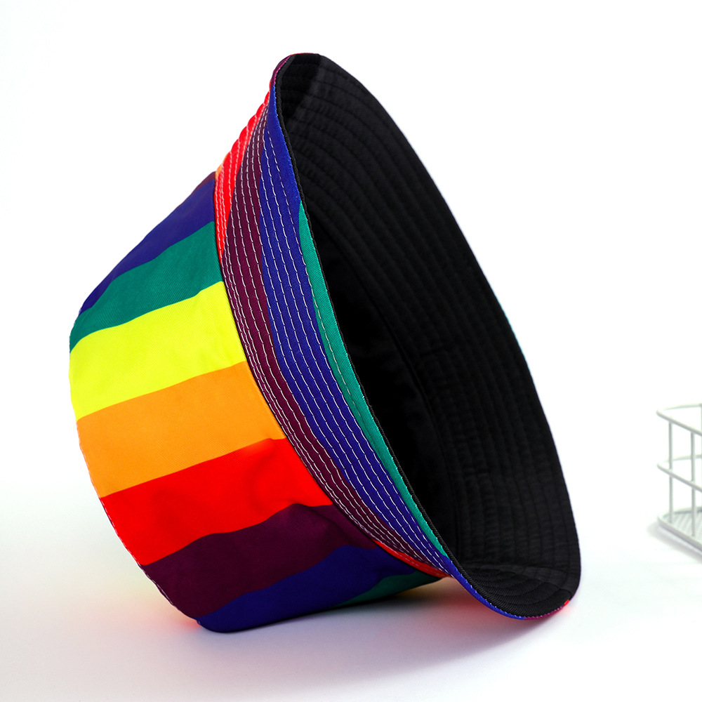 Arco Iris sombrero adulto a prueba de sol sombrero de pescador superior plano actividades de viaje al aire libre a prueba de sol cuenca sombrero decoraciones