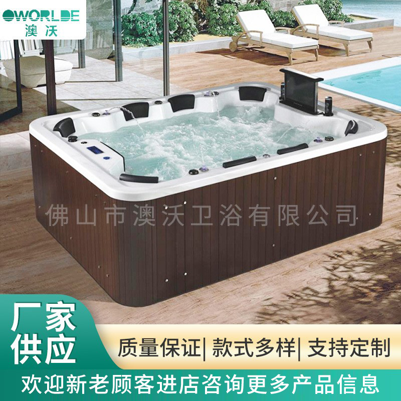 8-Persona bañera de acrílico al aire libre spa cilindro surf masaje temperatura constante calefacción bañera inteligente piscina de burbujas de aguas termales