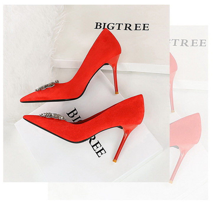 Women's Shoes banquet high heels stiletto women's shoes suede shallow mouth pointed metal butterfly rhinestone single shoes_voghion.com