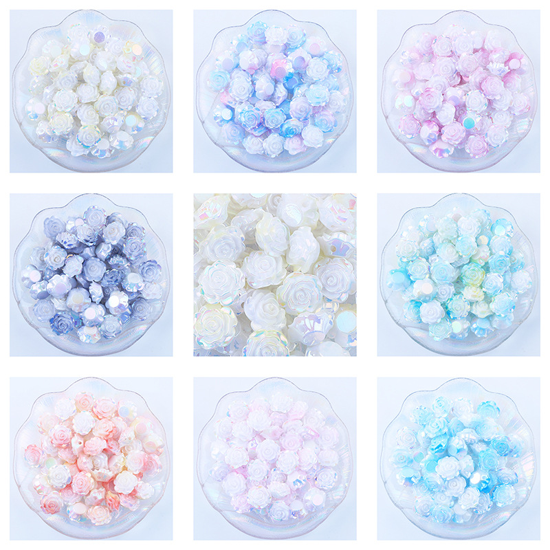 AB galvanoplastia agujero medio color rosa DIY crema pegamento accesorios de resina horquilla pequeña joyería material al por mayor