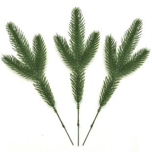 Simulation pine branches three-pronged three-dimensional pine needles five-pronged double-sided pine branches wreath bonsai accessories Christmas tree decoration pine needles