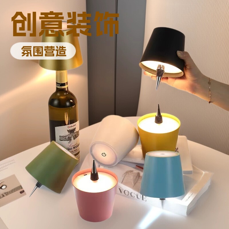 Cross-Border Outdoor USB Charging Atmosphere Table Lamp Plug-In Wine Bottle Lamp Three-Color Amazon Wholesale Touch Atmosphere Lamp
