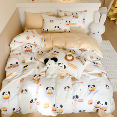 Stylish Pure Cotton Bedding Set for Four-Piece Suite 100% Cotton Girl's Comforter and Sheet Set with Children's Dormitory Bed Skirt Three-Piece Set