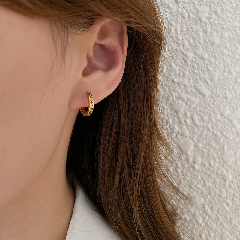Minimalistic fashionable metal design earrings, Japanese and Korean, internet celebrity, trend of season