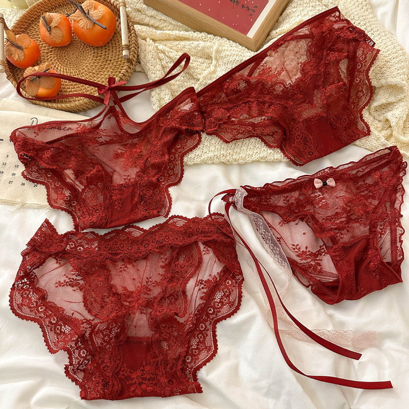 Year of birth combination ~ red underwear lace sexy women's cotton breathable comfortable briefs New Year underwear