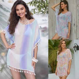 蕾丝衫雪纺衫;连衣裙;沙滩防晒服