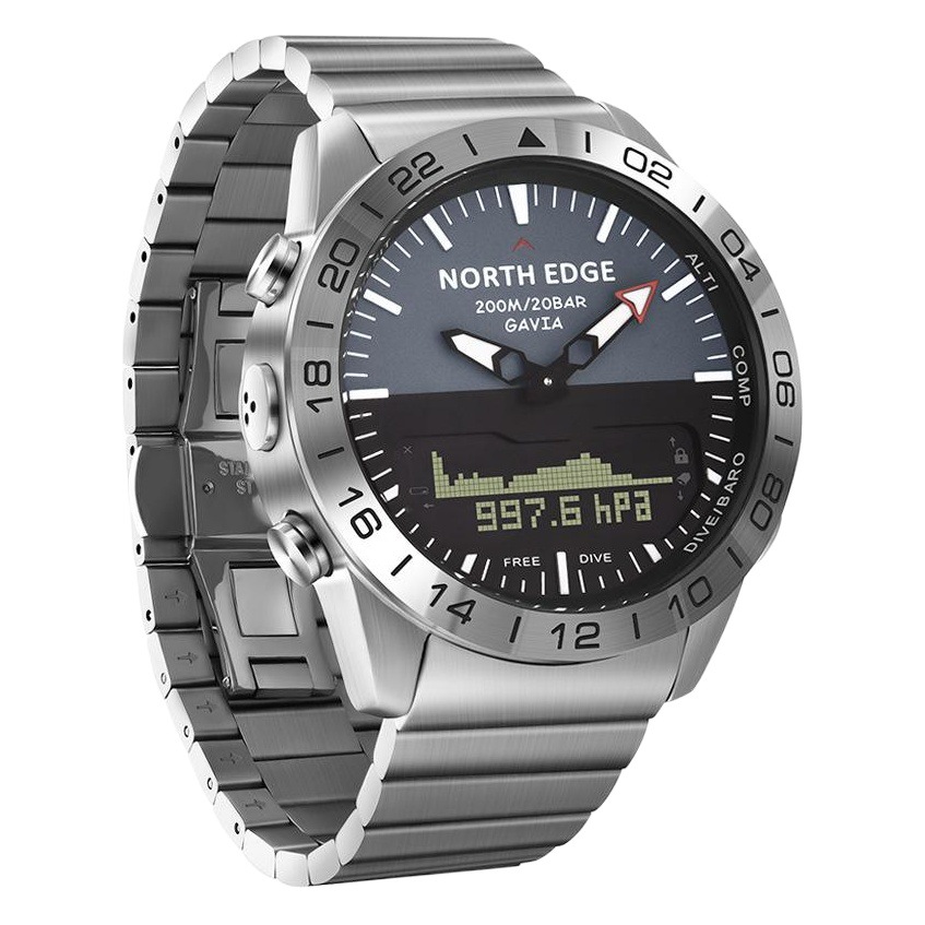 Reloj impermeable casual de negocios inteligente para hombres natación doble pantalla deportes podómetro altura presión de aire profundidad reloj de buceo