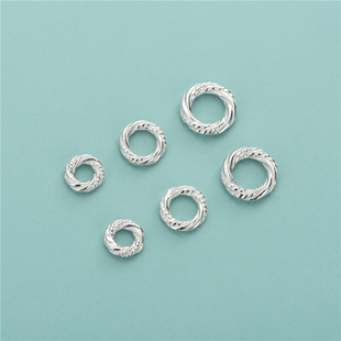 S925 Sterling Silver Plain Silver Spiral Pattern Circle Closed Ring Accessories DIY Beaded Pearl Bracelet Coiled Bracelet Jewelry