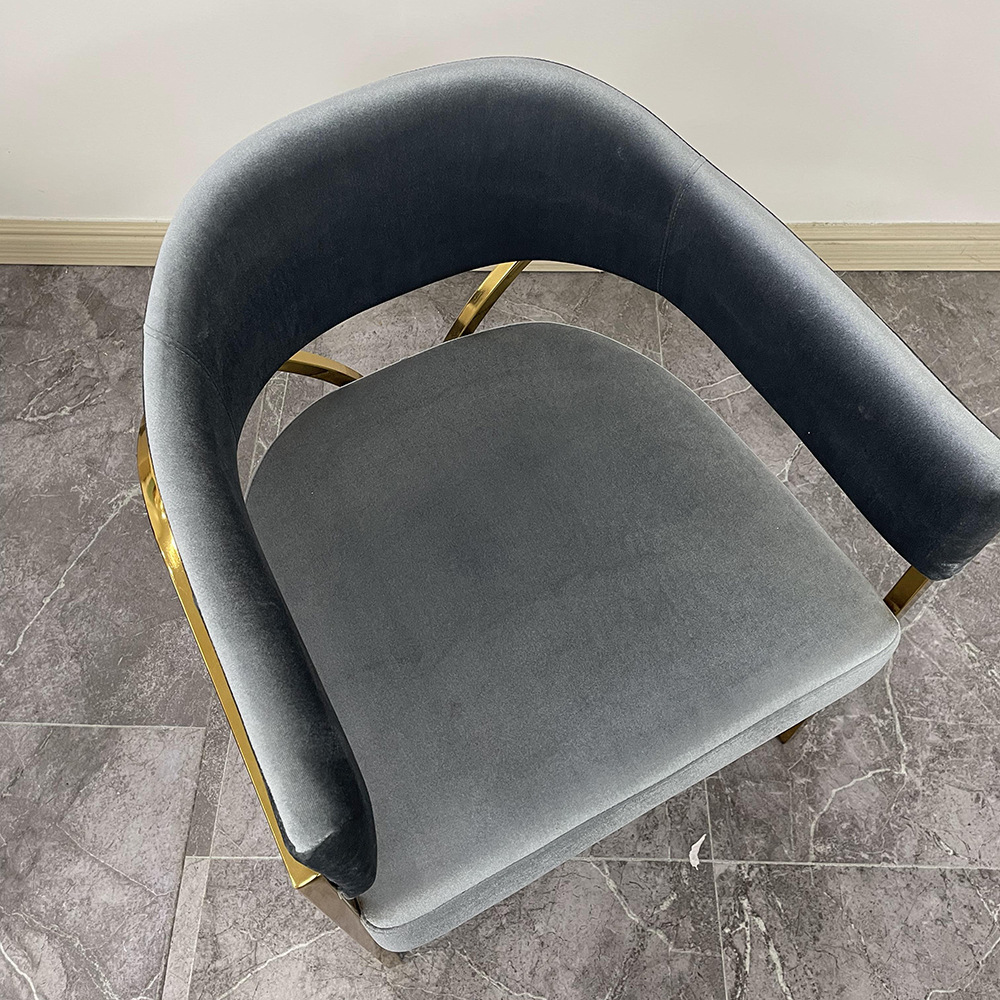Diseño creativo italiano minimalista de hierro silla de comedor de tela de lana silla de respaldo de metal sillón de asiento elástico silla doméstica