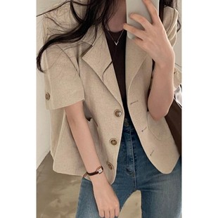 Korean Style Women's Simple and Fashionable Three-Button Short-Sleeved Suit Jacket
